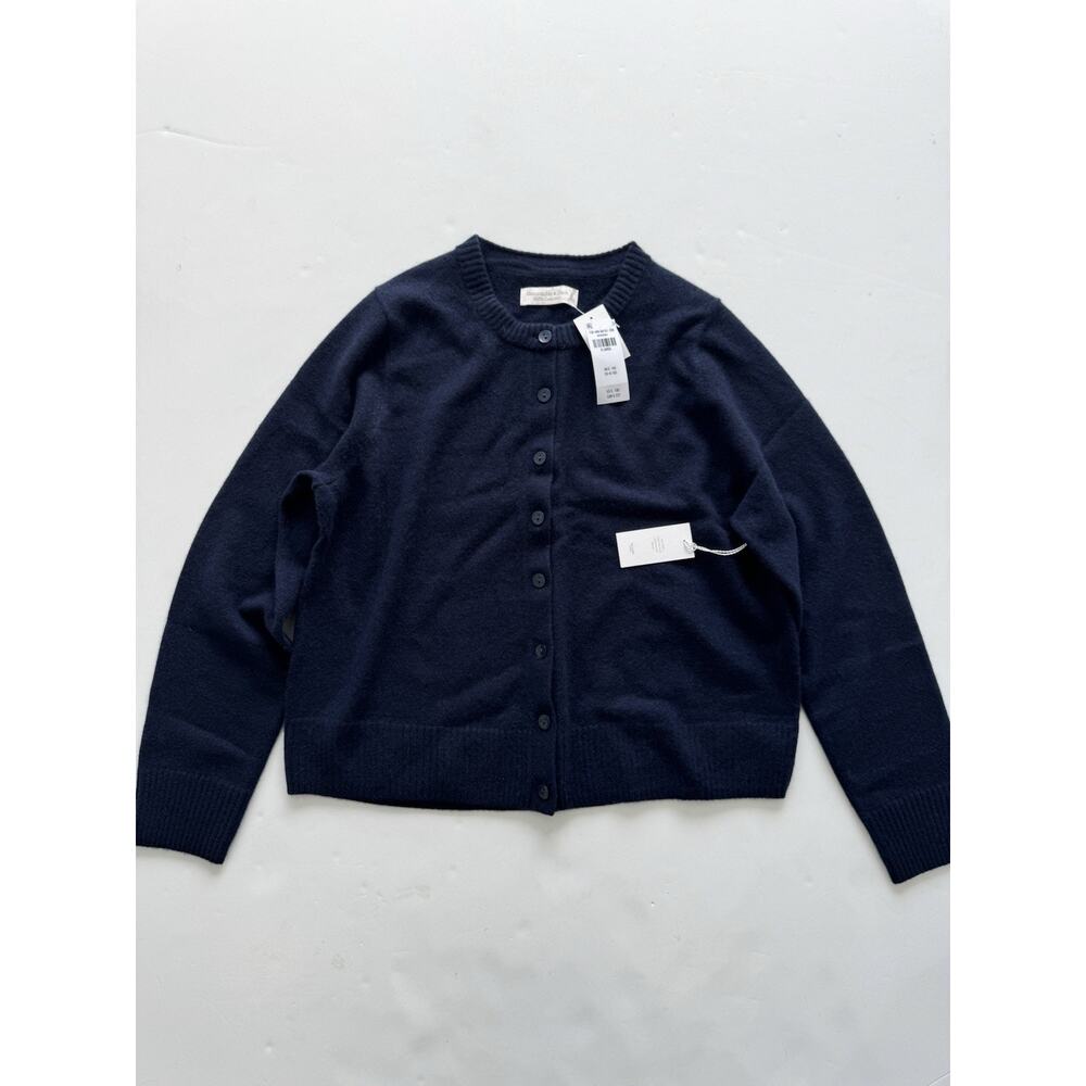 Abercrombie & Fitch Cashmere Crew Neck Cardigan Sweater Navy XL